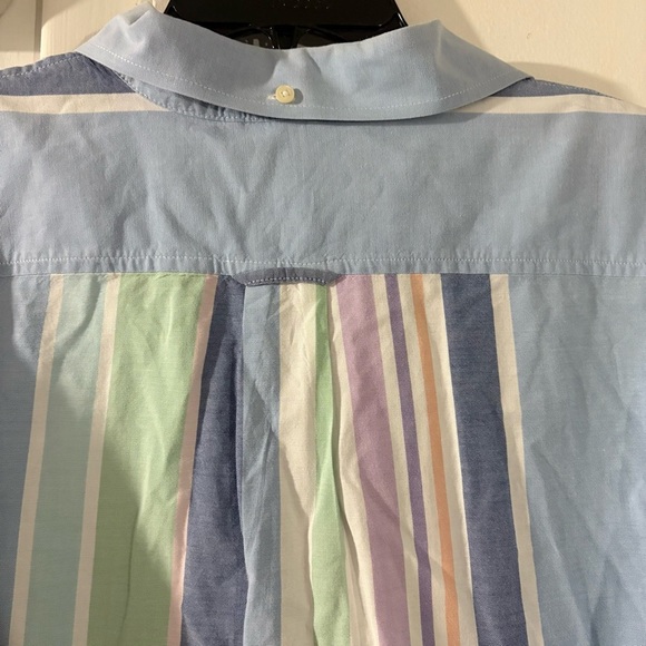 IZOD Saltwater Mens Sz L Button Up Multicolor Stripe Pastel Relaxed Preppy - Picture 3 of 12